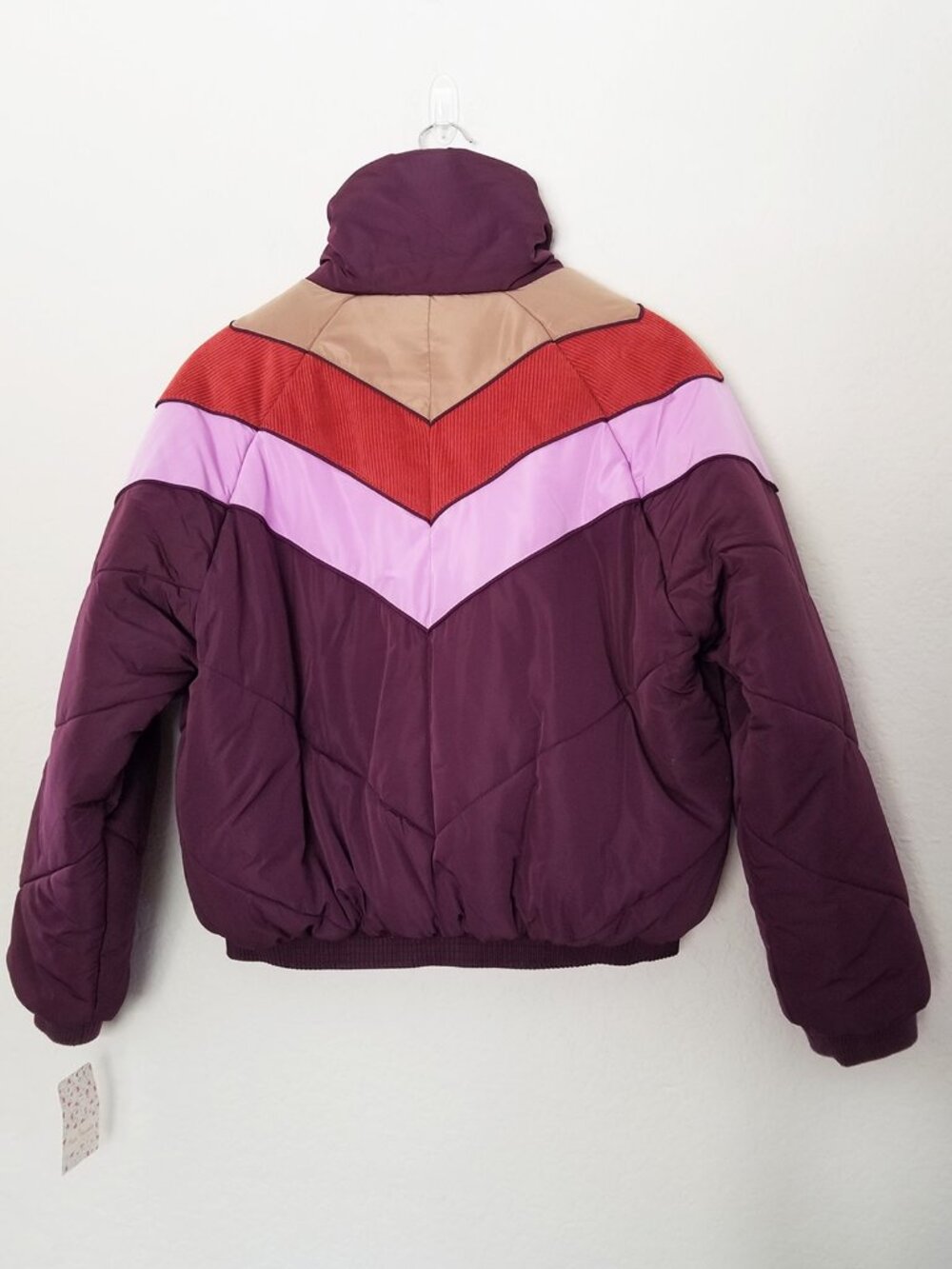 NEW Free People Heidi Ski Puffer Jacket XS in Wine Purple Retro Colorblock $128 - Picture 8 of 16